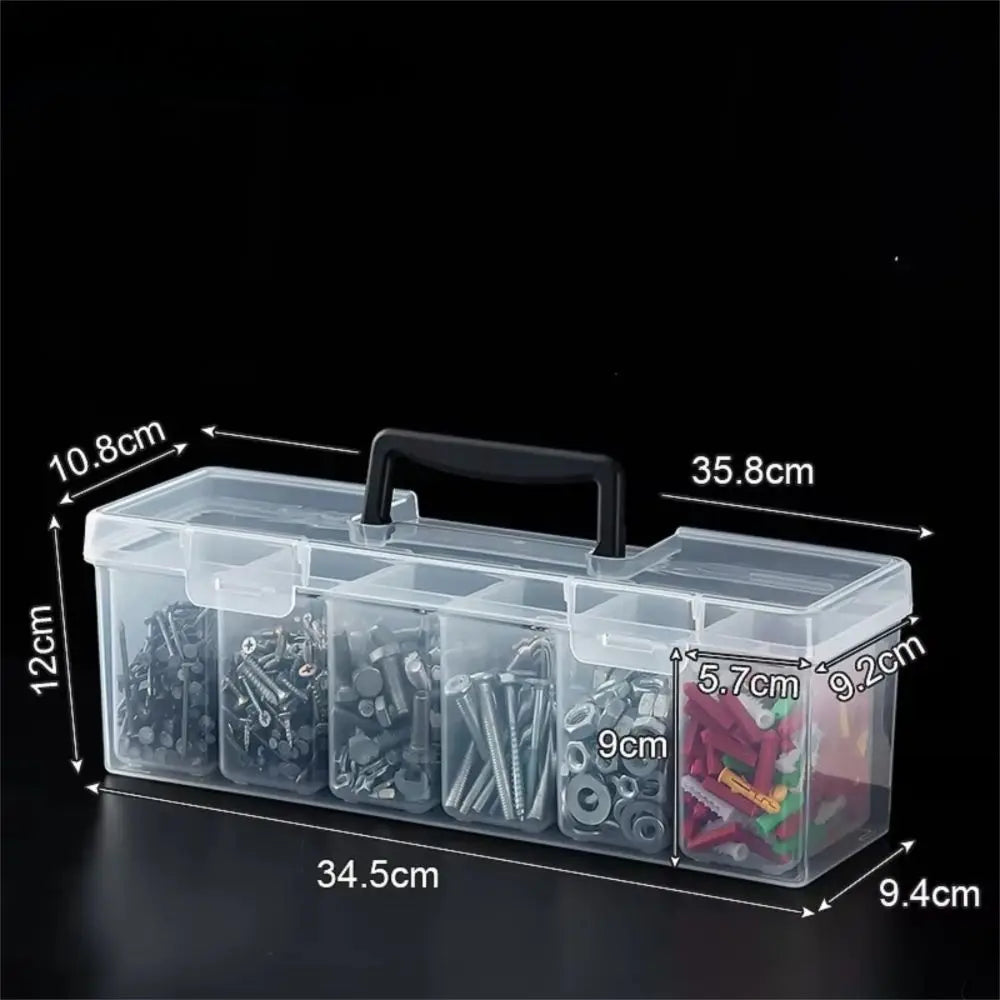 Transparent 6-Compartment Plastic Tool Storage Box Organizer