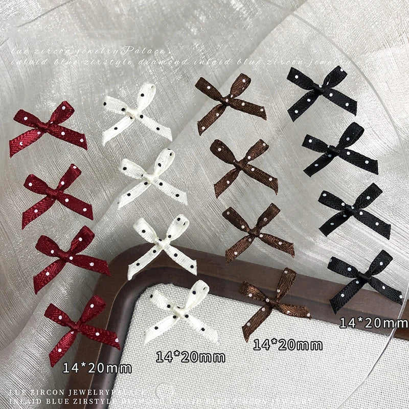 20Pcs Wave Dot Fabric Bow Nail Art Charms – DIY Nail Decor