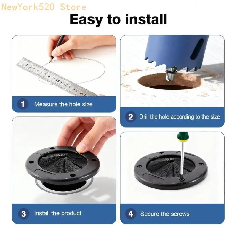 Round Brush Desk Grommet Cable Management Hole Cover 14.5cm