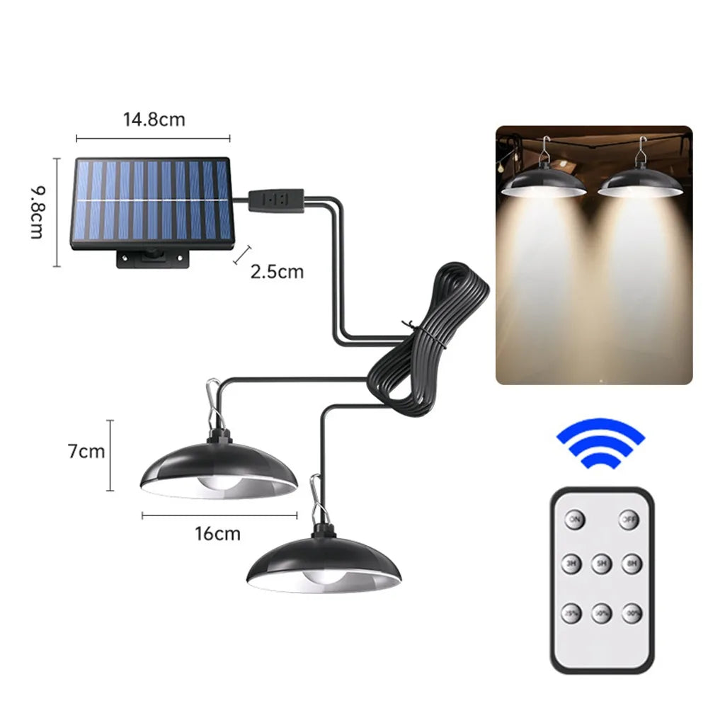 Solar Pendant Light LED Remote Control – Single/Double Head