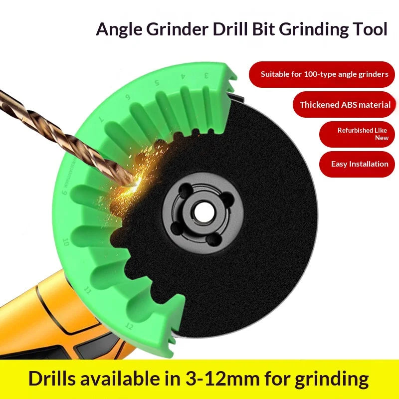 Drill Bit Sharpening Guide for 100mm Angle Grinder 3–12mm
