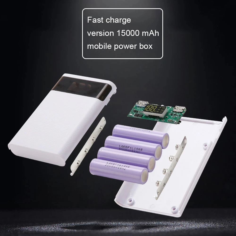 4x18650 DIY Power Bank Case 15000mAh Fast Charging Shell