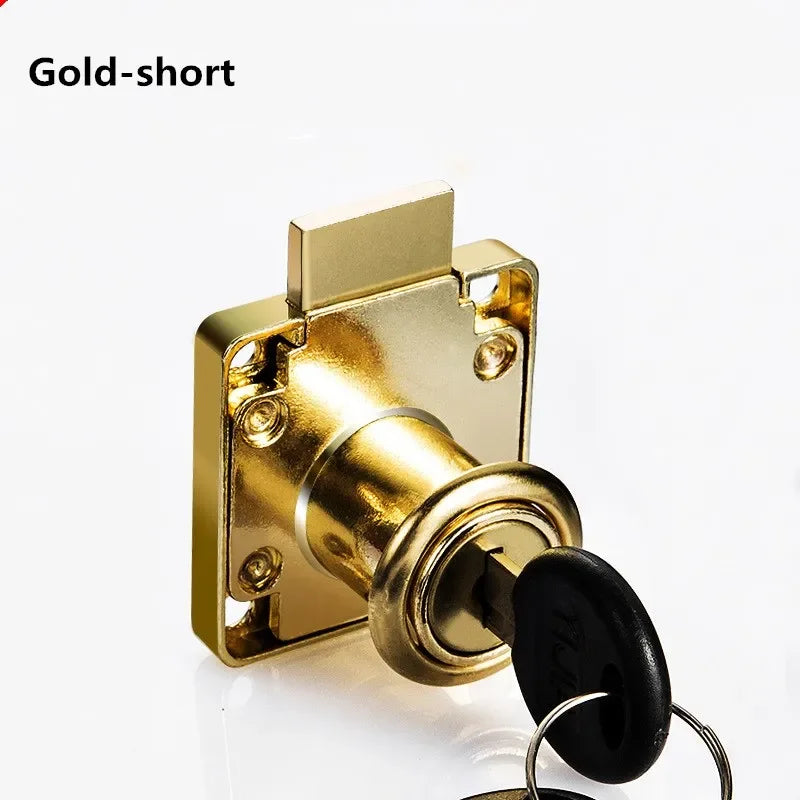 Zinc Alloy Cam Drawer Lock with 2 Keys – 3 Colors & 2 Sizes