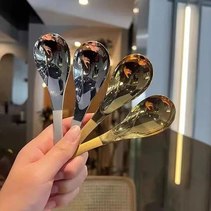 Stainless Steel Soup Spoon Mirror Polished Gold Silver Flatware