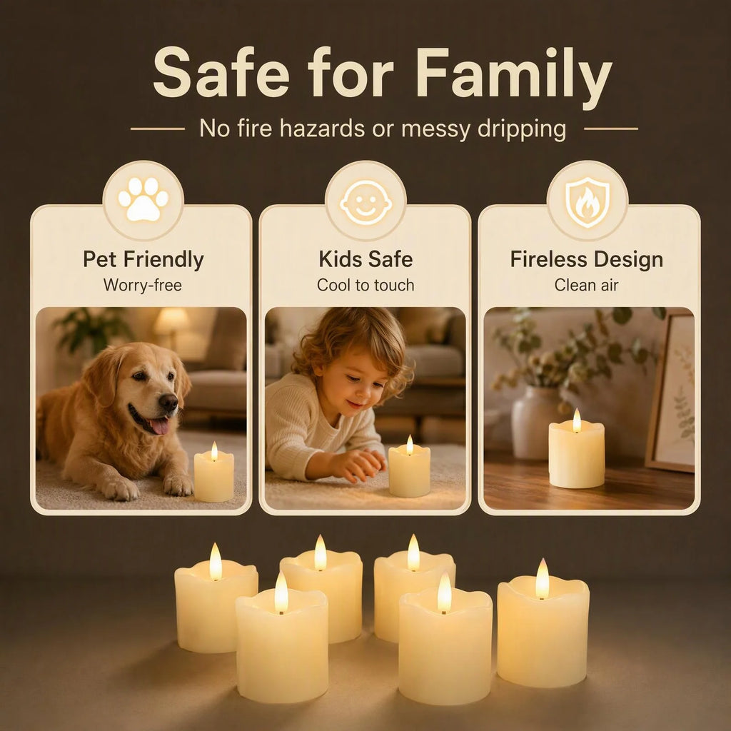 6-Pack Flameless LED Tea Light Candles with Remote & Timer
