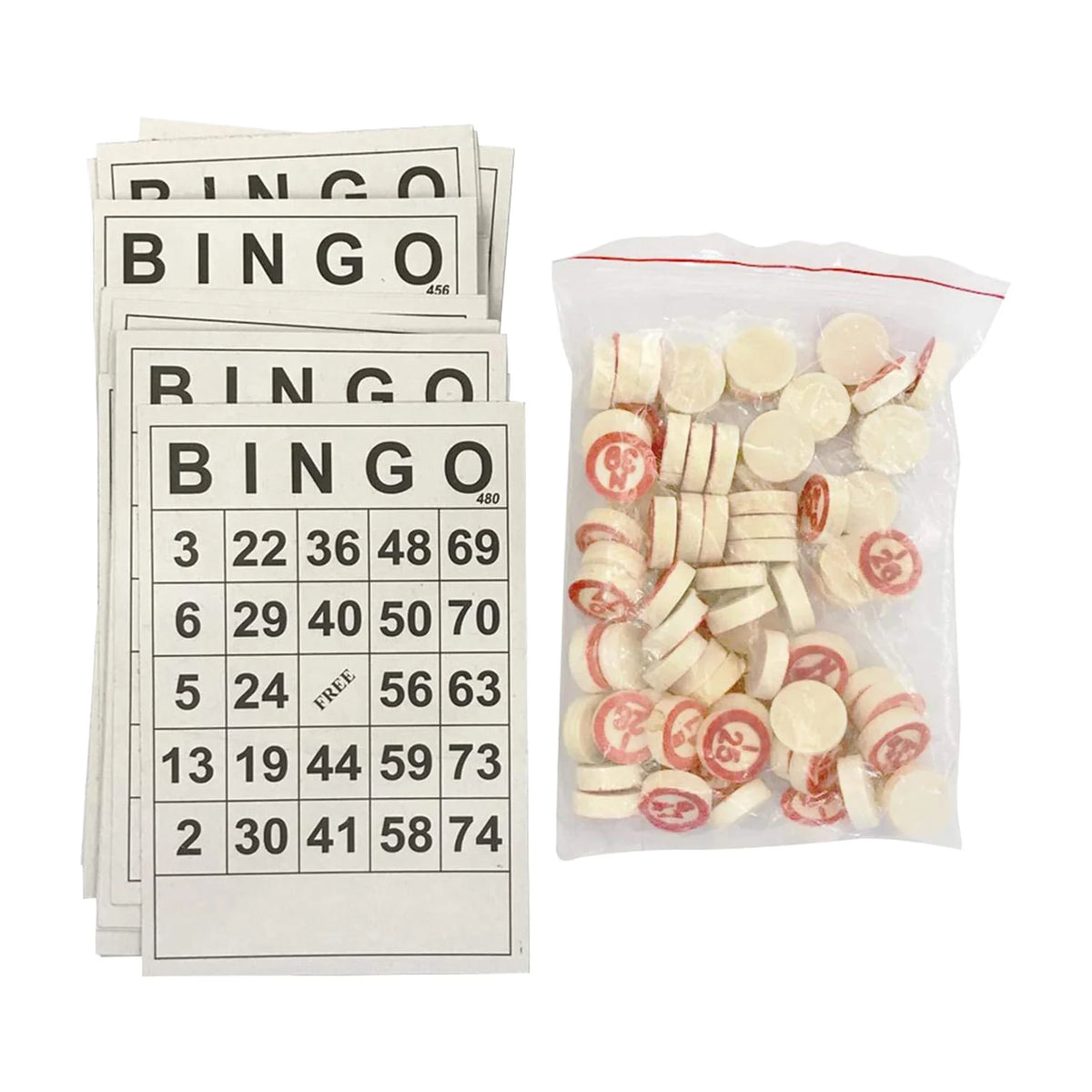 Wooden Bingo Lotto Game Set – 40 Cards & 75 Chips