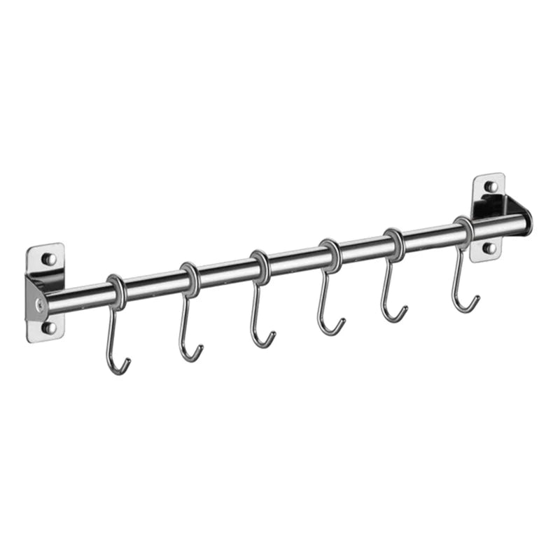 Wall Mounted Stainless Steel Utensil Rack with 6–10 Hooks