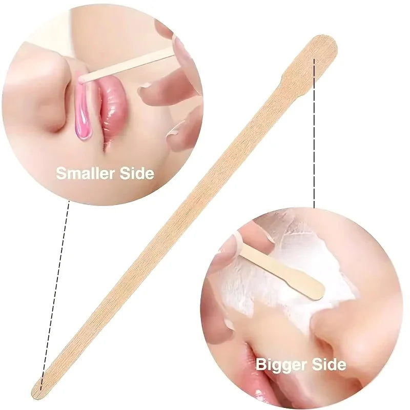 100 Disposable Wooden Wax Spatulas – Face & Body Waxing