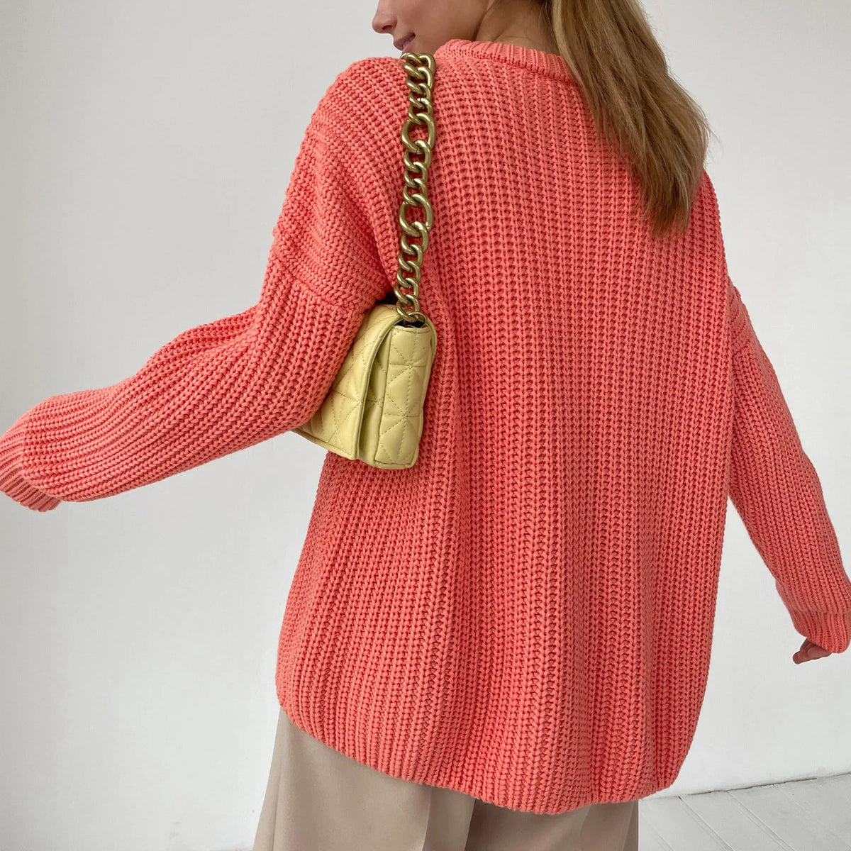 Women's Oversized Chunky Knit Crewneck Pullover Sweater