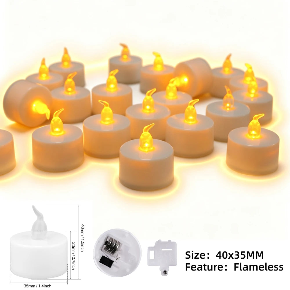 12/24 Pack Flameless LED Tea Light Candles Battery Operated