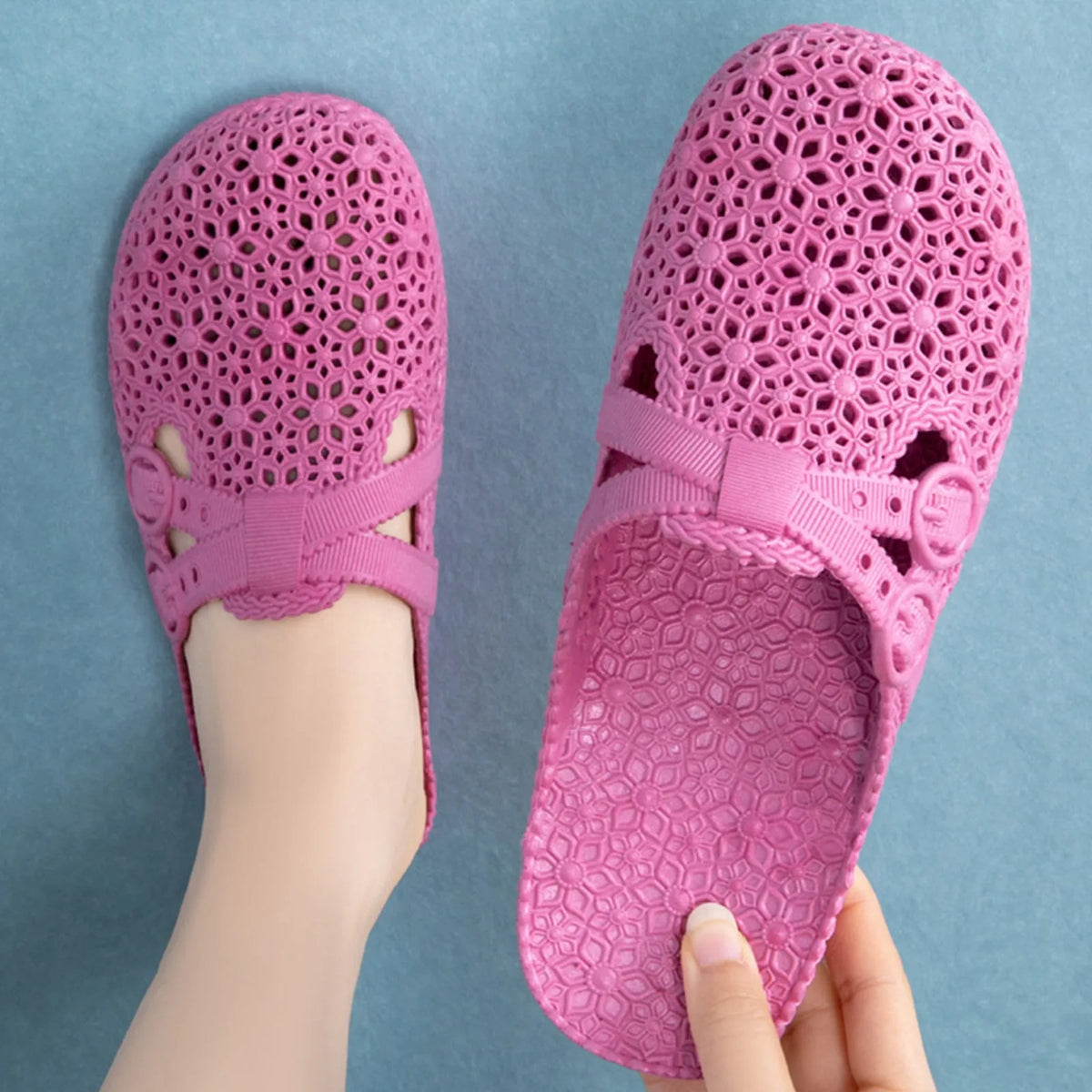 Women's Hollow Out Breathable Slip-On Slippers – Summer Style
