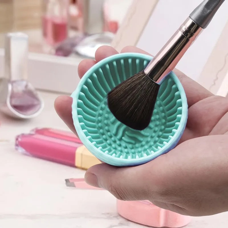 Silicone Makeup Brush Cleaner Bowl & Scrubber Mat