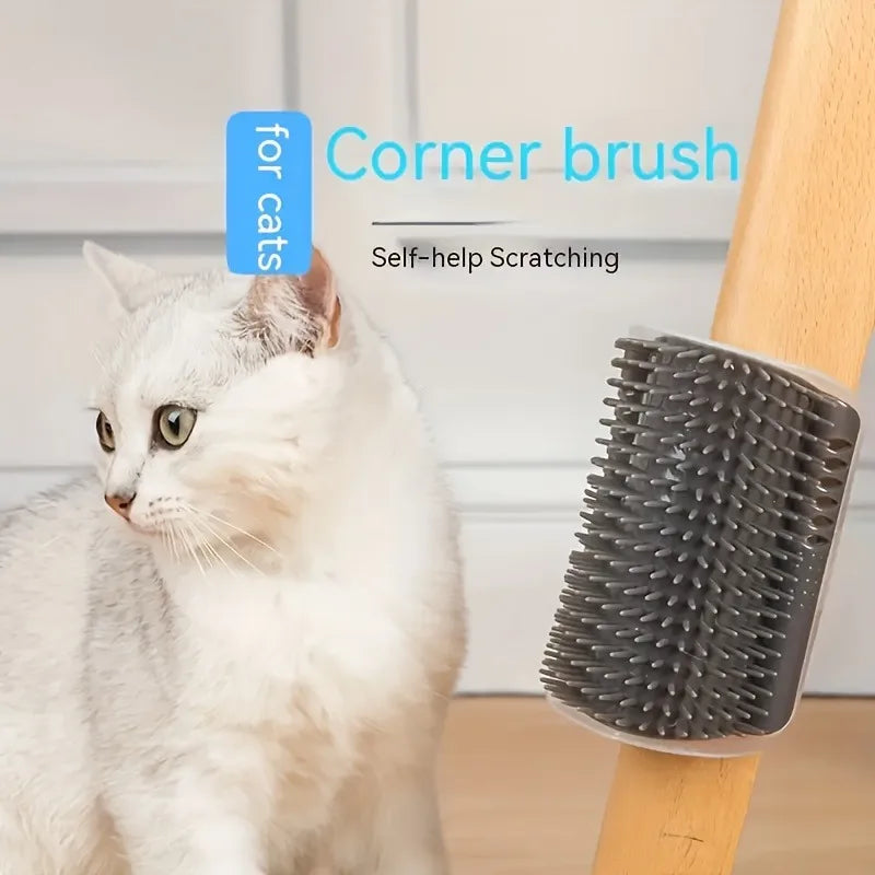 Corner Cat Scratcher Wall-Mounted Grooming Brush & Massage Comb