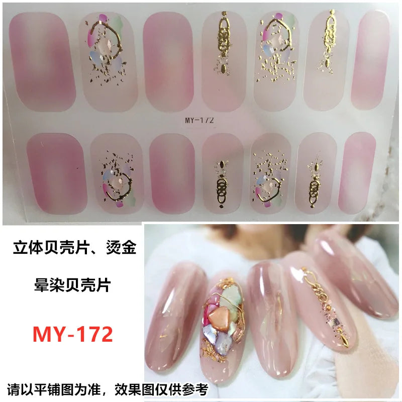 Summer Nail Art Stickers – 14-Tip Full Cover Gel Film Decals