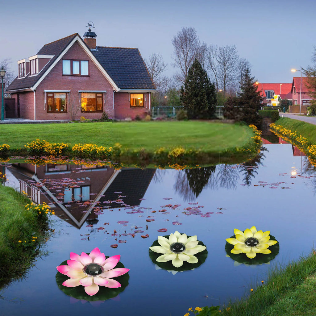 Solar Floating Lotus LED Light – Pool Pond Garden Decor