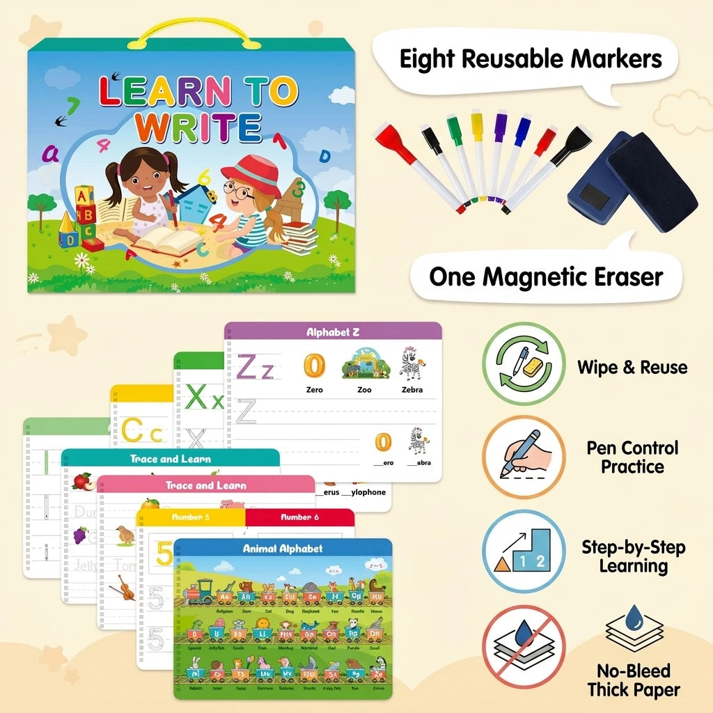 Erasable Pen Control Workbook for Kids Ages 3–5 | Wipe Clean