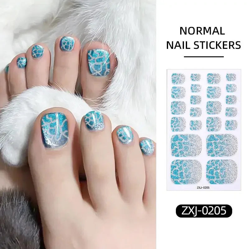 Glitter Self-Adhesive Toe Nail Wraps – Full Cover Shiny Decals