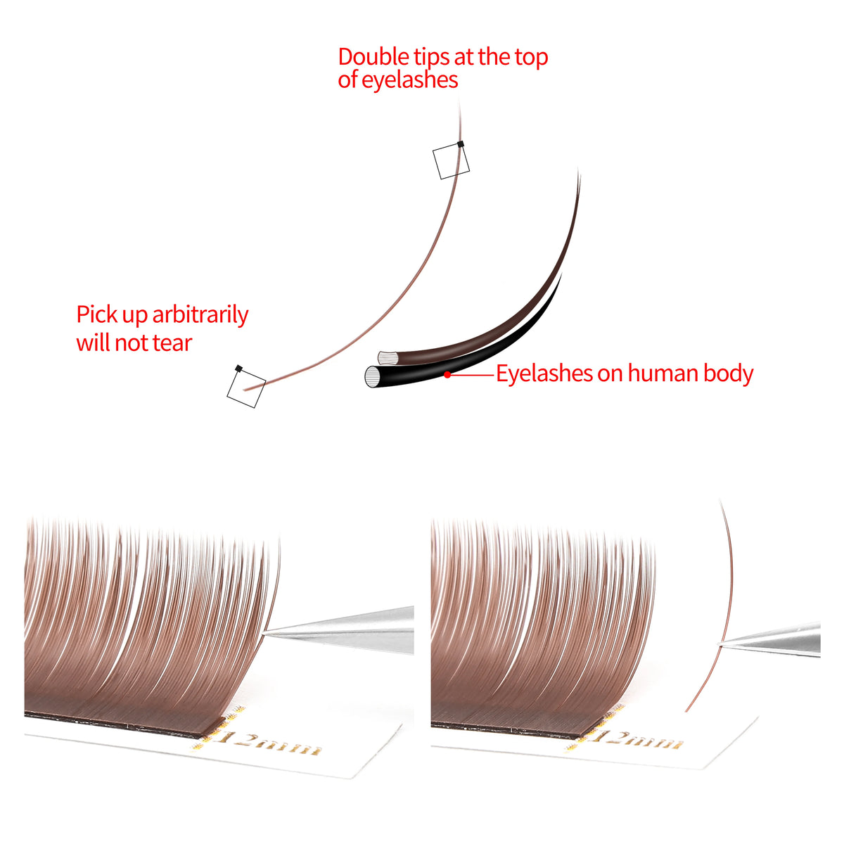 XIUSUZAKI Flat Ellipse Lash Extensions – Split Tips, Mink