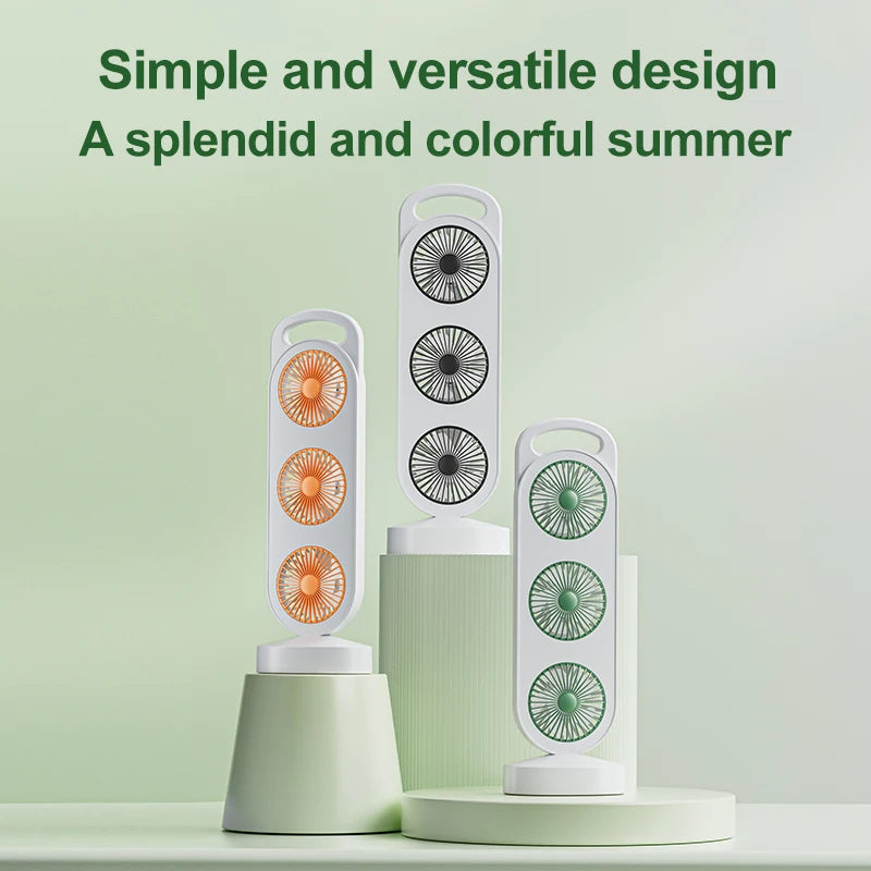 VIBE 3-Outlet USB Rechargeable Desktop Fan – 3 Speed Settings