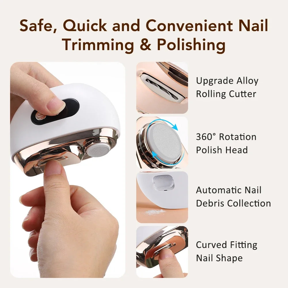 AFDEAL 2-in-1 Electric Nail Clipper USB Rechargeable LED Trimmer