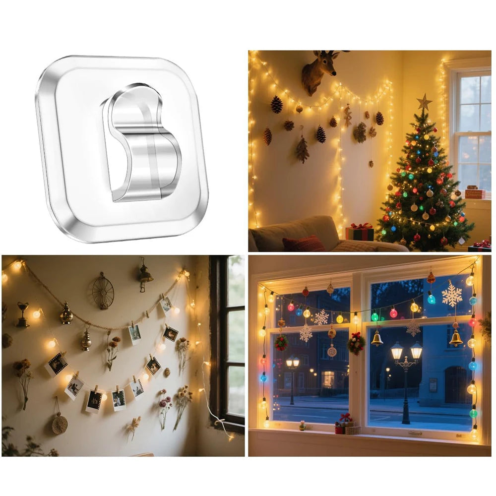 Self Adhesive Cable Hooks – Clear Wall Clips for String Lights
