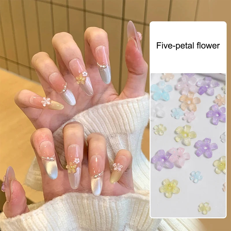 50Pcs 3D Flower Nail Art Charms Macaron Resin DIY Manicure