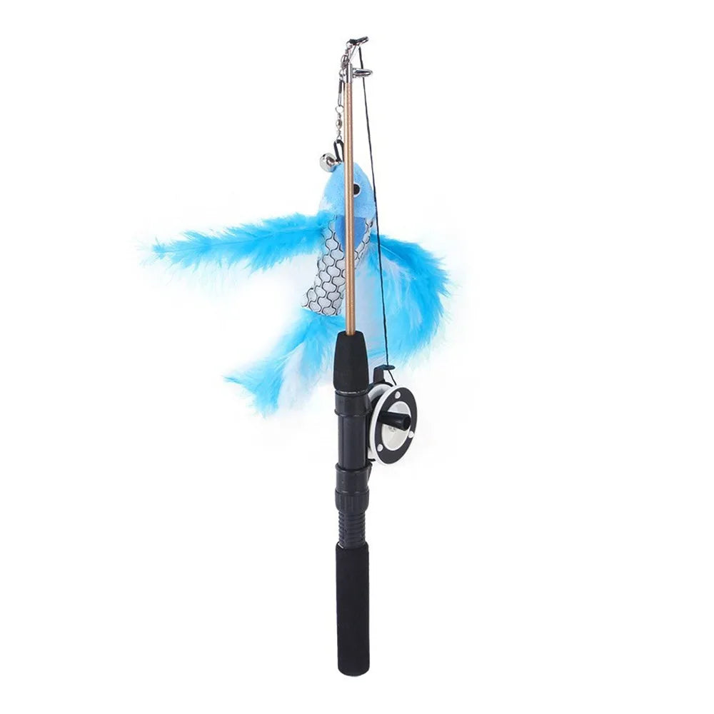 Retractable Cat Teaser Wand Toy – Feather Fishing Pole