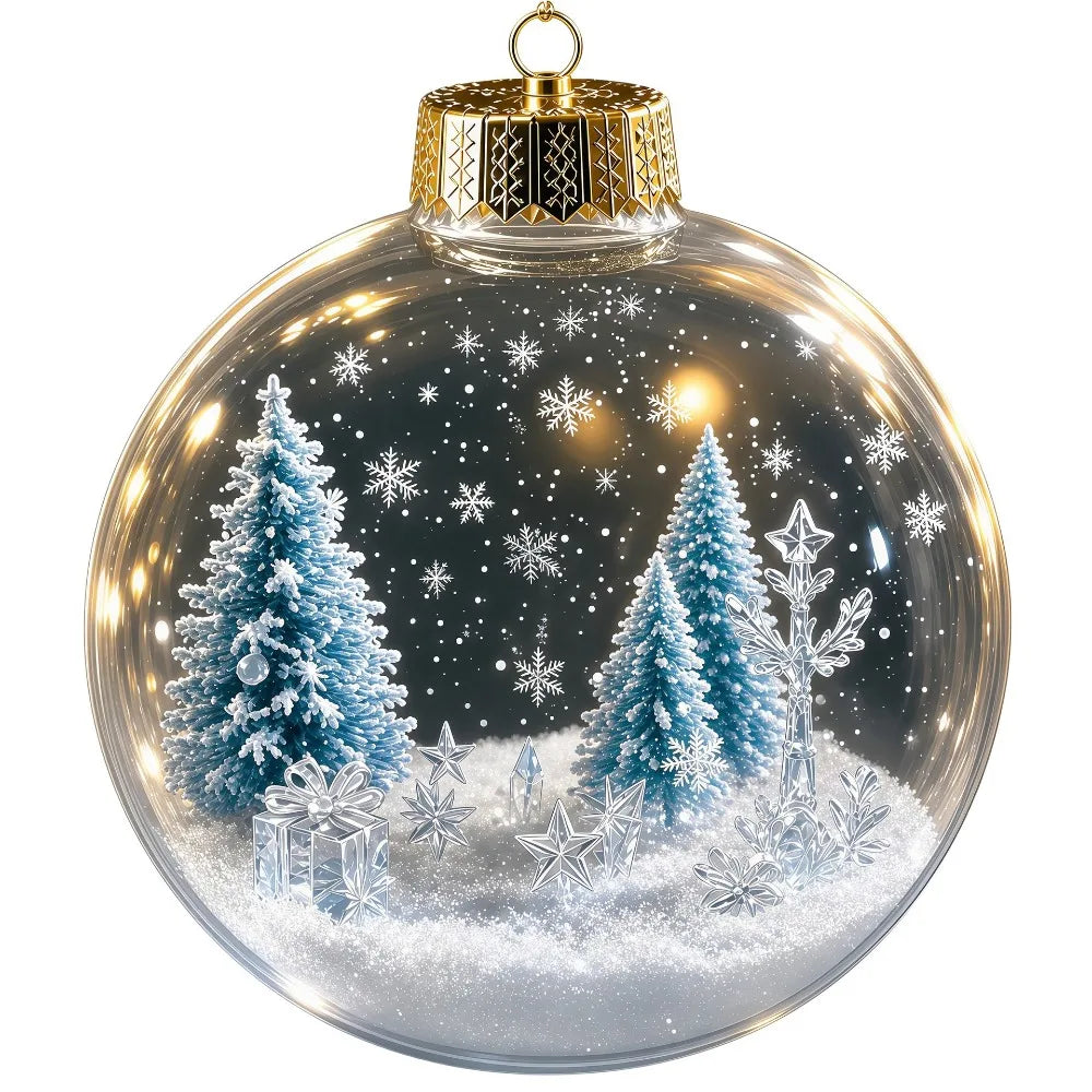 LED Light-Up Clear Christmas Ball Ornament – Miniature Scene