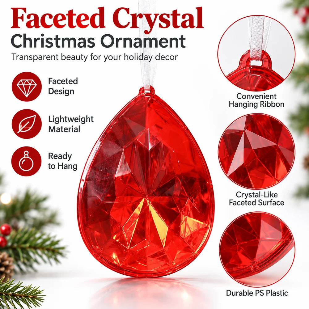Faceted Diamond Crystal Christmas Tree Ornament – Multicolor