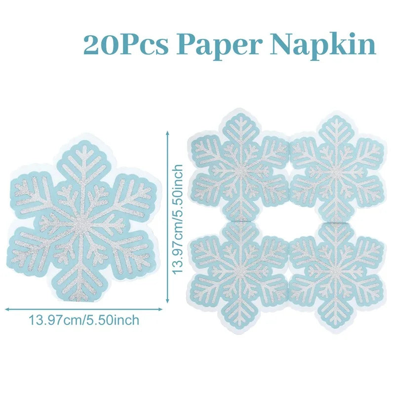 Snowflake Paper Napkins Silver Blue Winter Party 40-100Pcs