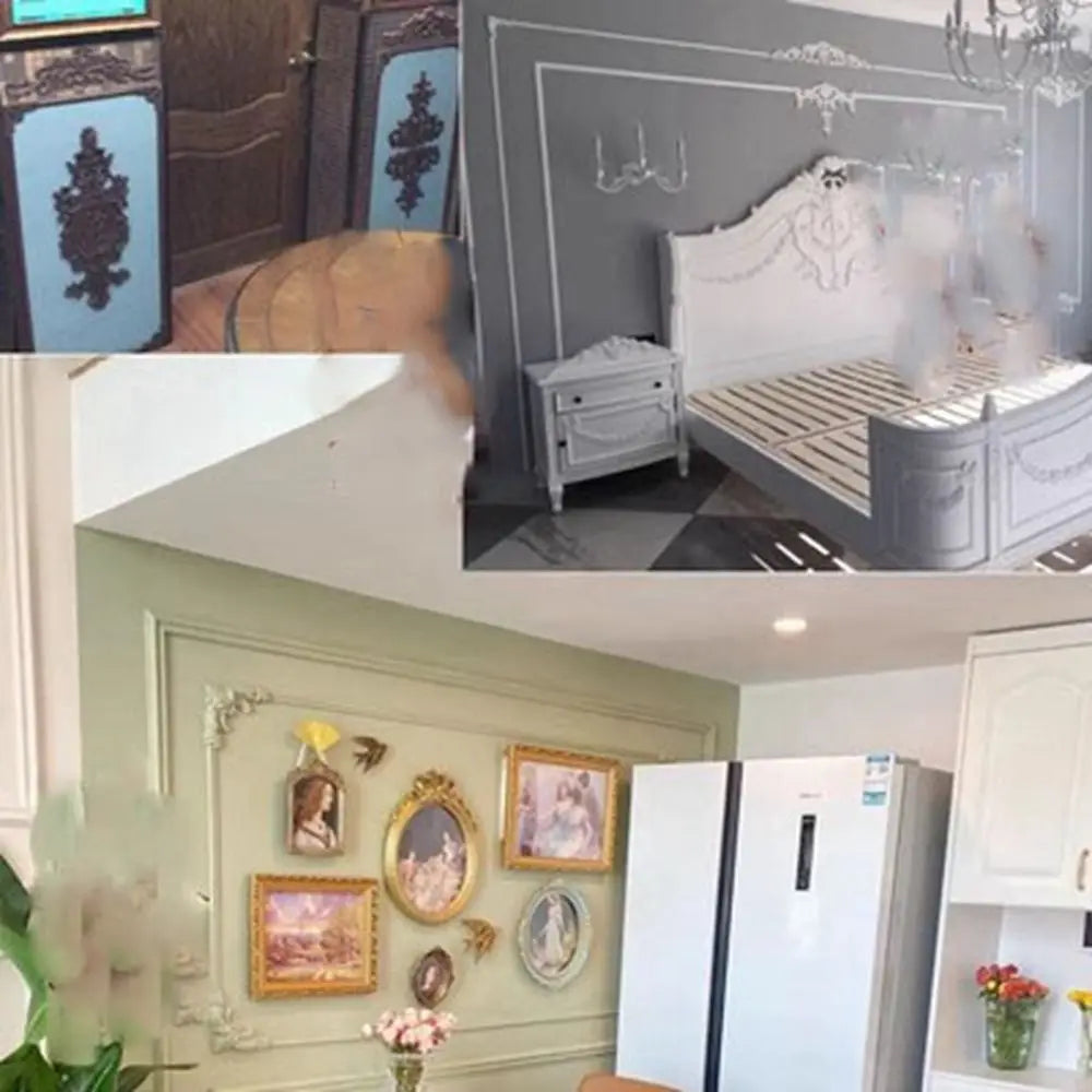 Floral Wood Carved Corner Appliqués – Wall & Door Decoration