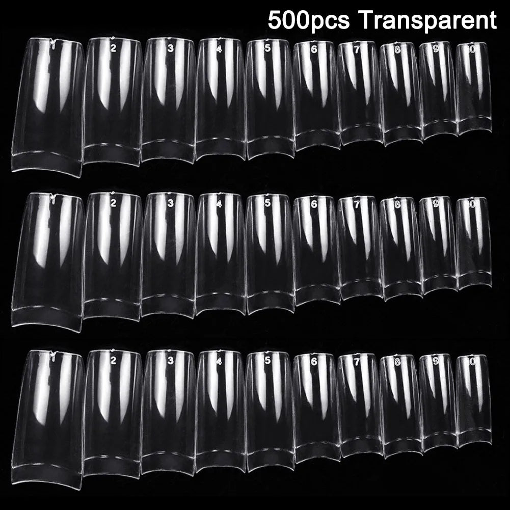 100/500pcs Clear Half French False Nail Tips – Acrylic UV Gel