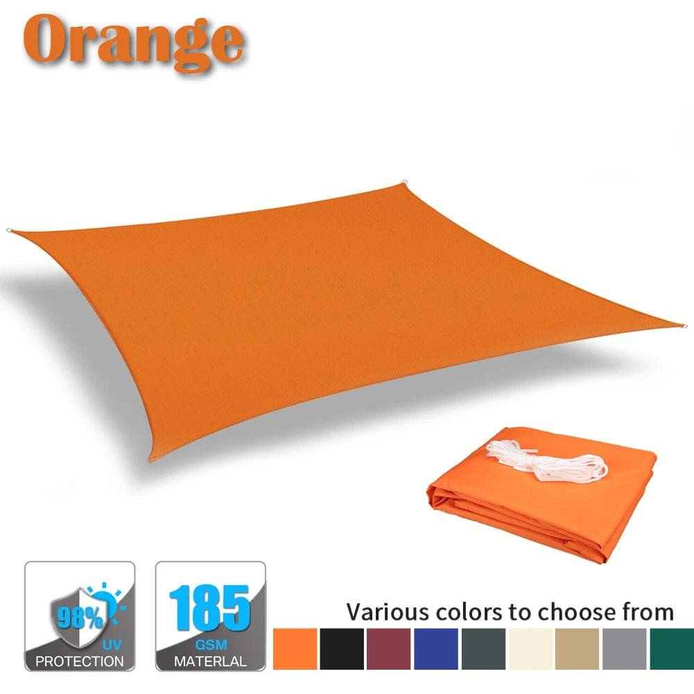 Waterproof Rectangle Sun Shade Sail 98% UV Block + Free Ropes