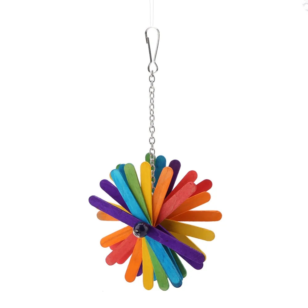 2-Pack Wooden Parrot Chew Toy – Hanging Colorful Beak Grinder