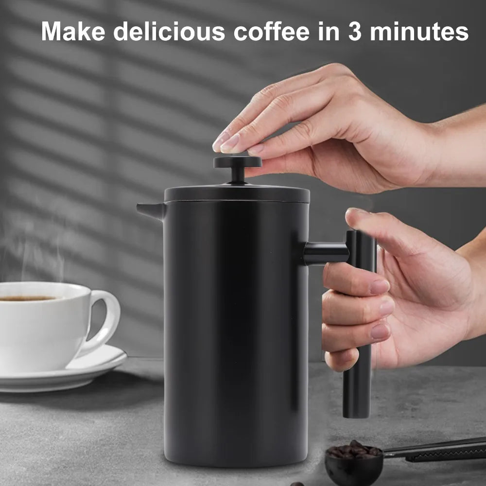 350ml Stainless Steel French Press – Double Wall Insulated Coffee Maker