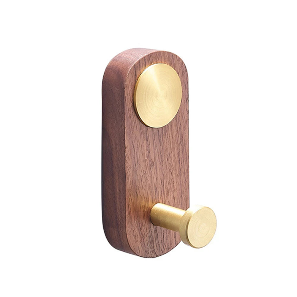 Self-Adhesive Walnut Wood Wall Hook – No-Drill Coat & Towel Hanger