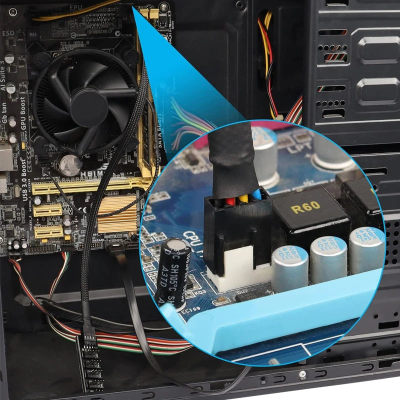 4-Pin PWM PC Fan Hub 1 to 5 Splitter Cable | OUYUANSU