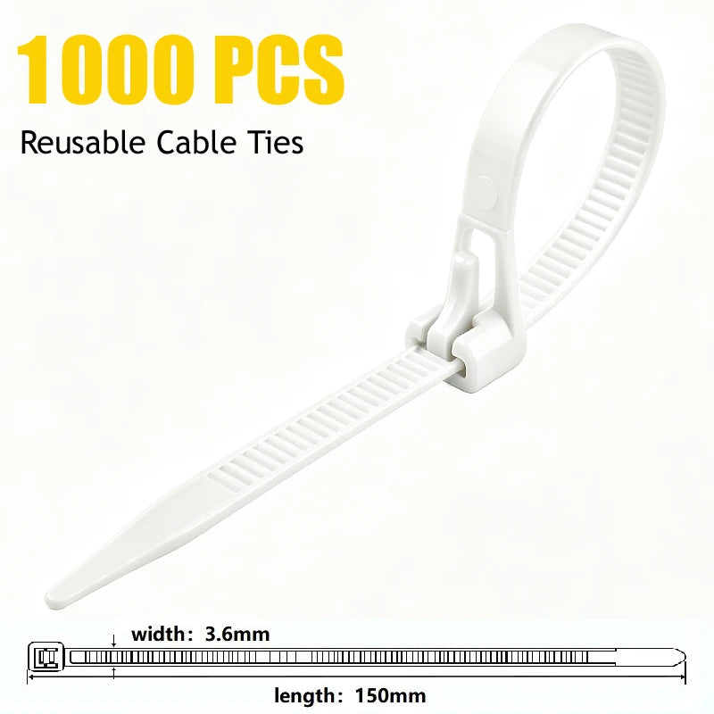 UV Resistant Reusable Nylon Cable Ties 100/300/1000 Pack