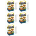 5-Pack 1200ml Double Layer Bento Lunch Boxes with Utensils