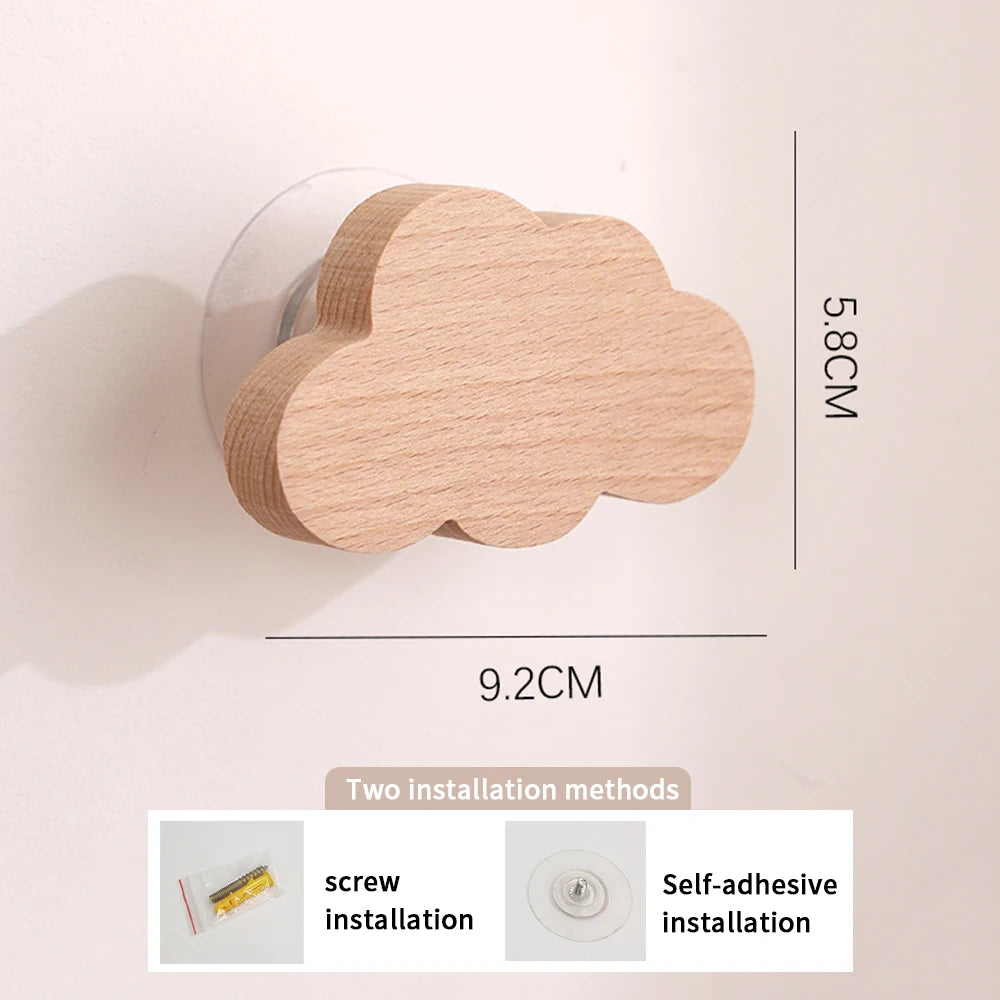 Wooden Heart Shaped Wall Hooks – Adhesive & Screw Mount