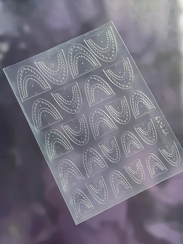 French Nail Art Stickers 3D Decals – Checkered & Heart Designs