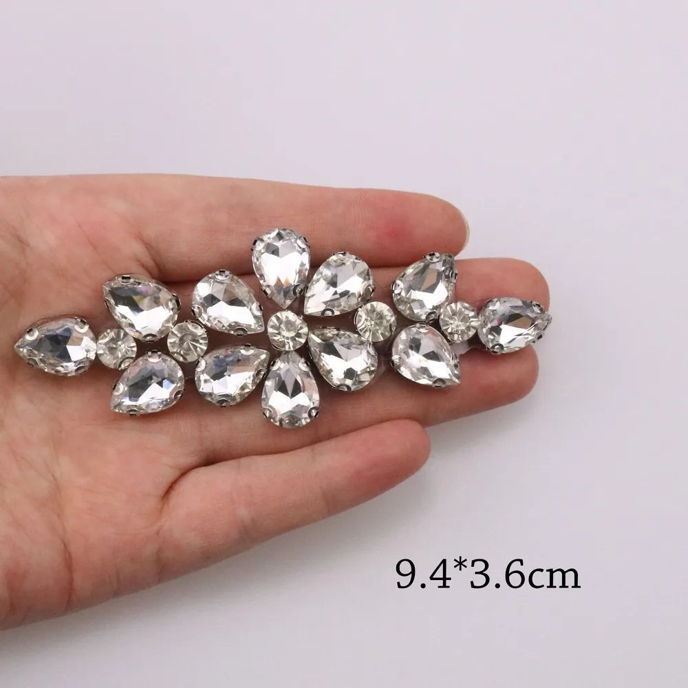 Crystal Rhinestone Beaded Applique Patch – Glue-On Diamond Trim