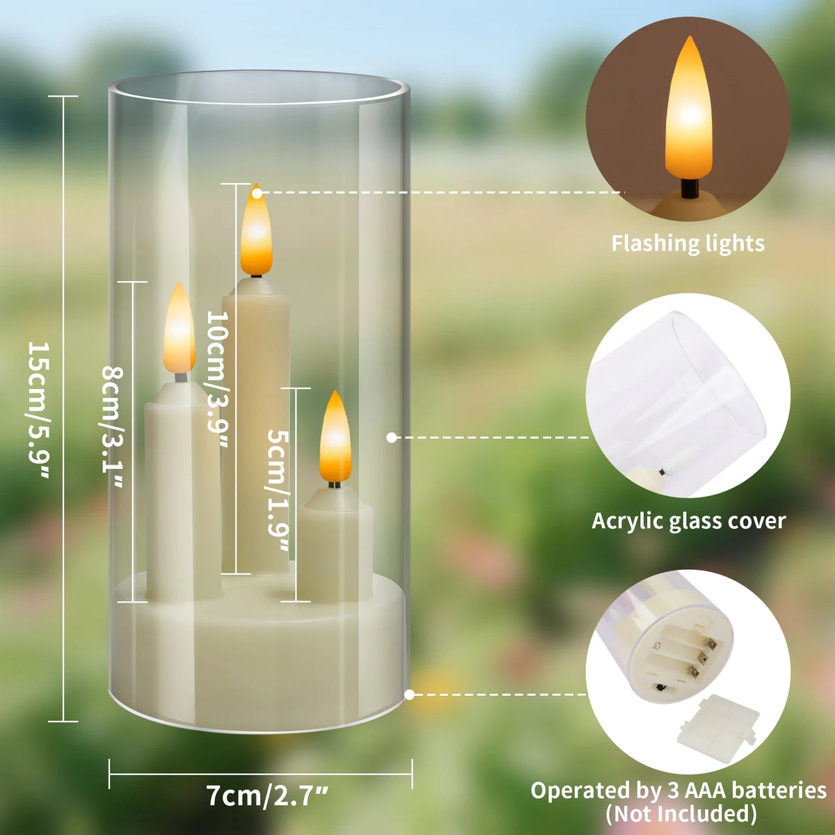 3-in-1 Flameless LED Taper Candles with Lampshade | Flickering