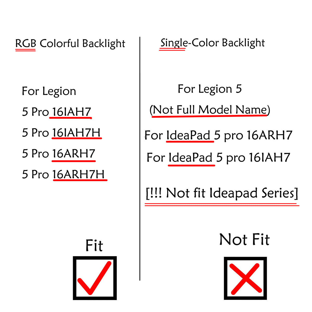 RGB Backlit Keyboard for Lenovo Legion 5 Pro 16IAH7 16ARH7