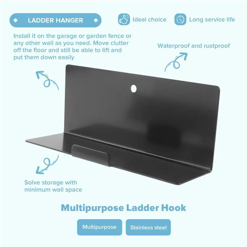 Heavy-Duty Wall Mount Ladder Hanger Hook – Garage Storage