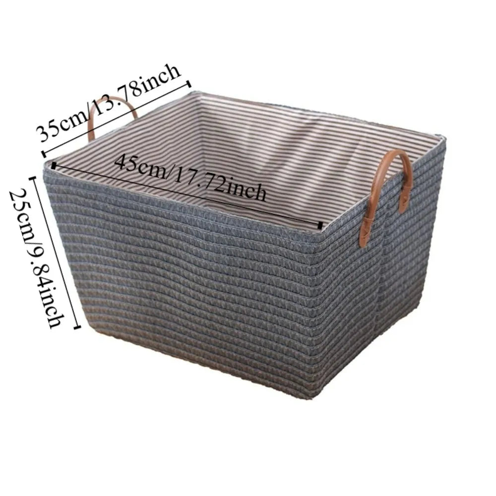 Foldable Straw Storage Box with Handles – Large Clothes Organizer