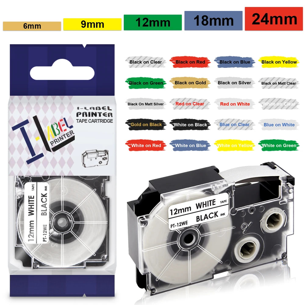 Labelwell Casio Label Tape 6–24mm XR Series KL-60 KL-100 KL-120
