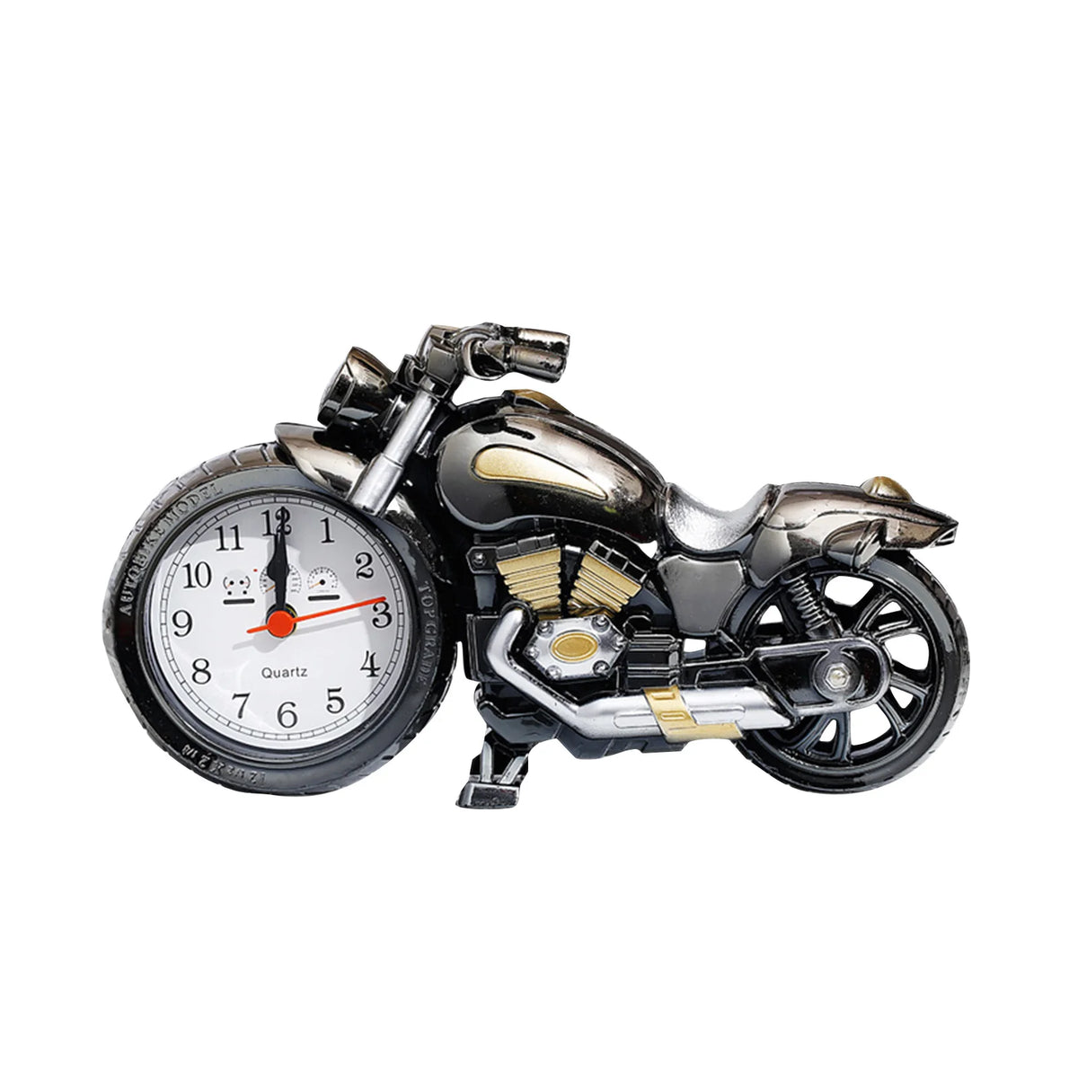 Vintage Motorcycle Alarm Clock – Antique Metal Tabletop Decor