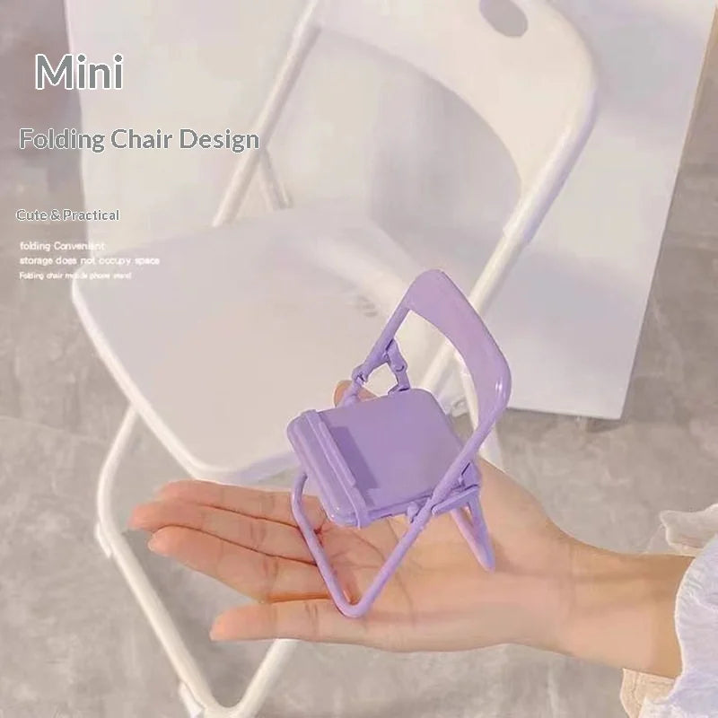 Mini Folding Chair Phone Stand | Cute Portable Desk Holder