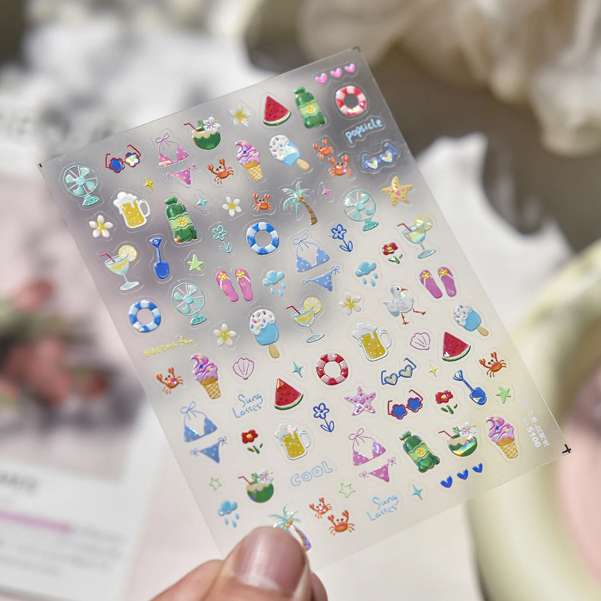 Summer Jelly Nail Stickers – Fruit, Bow & Flower Decals